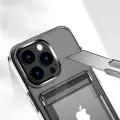 Apple iPhone 12 Pro Max Uyumlu Esnek Silikon Kılıf Şeffaf Kartlıklı Cüzdanlı Ensa Kapak