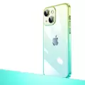 Apple iPhone 14 Kılıf Premium Colorful Ince Kapak Senkron Kamera Üstü Cam Kaplamalı Rainbow Mika