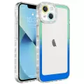 Apple iPhone 14 Kılıf Simli ve Renk Geçiş Tasarımlı Lens Korumalı Lopard Park Kapak
