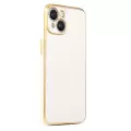 Apple iPhone 14 Plus Kılıf Lopard Parlak Kenarlı Altın Işlemeli Kamera Korumalı Kapak Bark