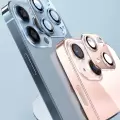 Apple iPhone 14 Pro Metal Çerçeveli Lens Koruma Parlak Renkli Kamera Koruyucu CL-08 Tam Koruma Temperli Cam CL-03