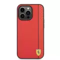 Apple İphone 14 Pro Kılıf Ferrari Magsafe Şarj Özellikli Pu Deri Karbon Şeritli Dizayn Kapak