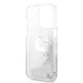 Apple İphone 14 Pro Max Kılıf Karl Lagerfeld Sıvılı Simli Choupette Head Dizayn Kapak