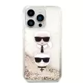 Apple İphone 14 Pro Max Kılıf Karl Lagerfeld Sıvılı Simli K&c Head Dizayn Kapak