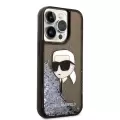 Apple İphone 14 Pro Max Kılıf Karl Lagerfeld Sıvılı Simli Karl Head Dizayn Kapak