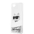 Apple İphone 8 Kılıf Karl Lagerfeld Sıvılı Simli Choupette Head Dizayn Kapak