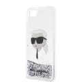 Apple İphone Se 2022 Kılıf Karl Lagerfeld Sıvılı Simli Karl Head Dizayn Kapak