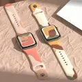 Apple Watch 38mm Renkli Orijinal Desenli Yüzey Tasarımı Krd-62 Silikon Kordon