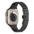 Apple Watch 44mm Lopard Şerit Tasarımlı Otomatik Klipsli Çelik Kordon KRD-83