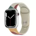 Apple Watch 7 41mm Renkli Orijinal Desenli Yüzey Tasarımı Krd-62 Silikon Kordon
