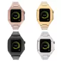 Apple Watch 7 45mm Uyumlu Baklalı Kasa Koruyucu Paslanmaz Çelik Akıllı Saat Bileklik Kordon krd64