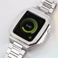 Apple Watch 7 45mm Uyumlu Baklalı Kasa Koruyucu Paslanmaz Çelik Akıllı Saat Bileklik Kordon krd64