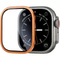 Apple Watch Ultra 49mm  Metal Çerçeveli Ekran Koruyucu Premium Temperli Cam ALM-01