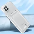 Samsung Galaxy A12 Kılıf Şeffaf Renksiz Kartlıklı Cüzdanlı Kamera Korumalı Esnek Silikon Kapak Setra