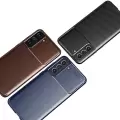 Samsung Galaxy S21 FE Kılıf Lopard Kamera Korumalı Karbon Desenli Negro Kapak Orijinal Yüzey Kılıf