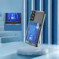 Samsung Galaxy S21 Uyumlu Esnek Silikon Kılıf Şeffaf Kartlıklı Cüzdanlı Ensa Kapak