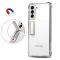 Samsung Galaxy S21 Kılıf Lopard Standlı Kamera Korumalı Renksiz Şeffaf Esnek Silikon Kapak Süper