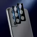Samsung Galaxy S21 Lopard Siyah Çerçeveli Lens Koruma Parlak Renkli Kamera Koruyucu CL-08 Cam 3D-Kamera-Cam