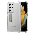 Samsung Galaxy S21 Ultra Kılıf Lopard Standlı Kamera Korumalı Renksiz Şeffaf Esnek Silikon Kapak Süper