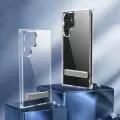 Samsung Galaxy S22 Ultra Kılıf Standlı Şeffaf Silikon Lopard L-Stand Kapak