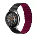 Samsung Galaxy Watch 42mm Mıknatıslı Kordon Leather Design Bakla Tasarımlı Çift Renkli Kayış krd52
