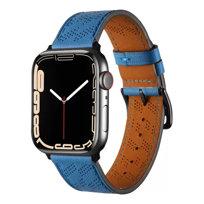 ​​​Apple Watch 42mm 10.Nesil Metal Tokalı Hermes Deri Kordon Strap Pu Deri Akıllı Saat Kordon Kayış