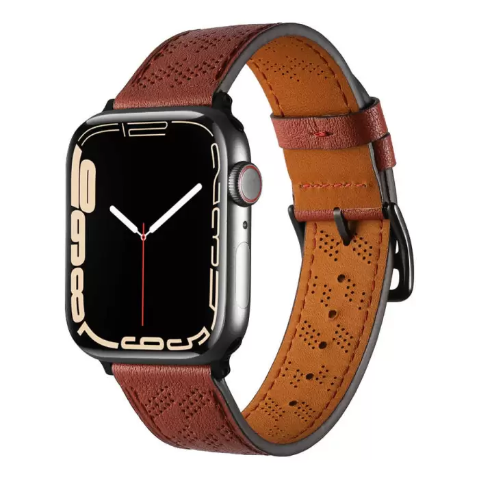 ​​​Apple Watch 42mm Metal Tokalı Hermes Deri Kordon Strap Pu Deri Akıllı Saat Kordon Kayış