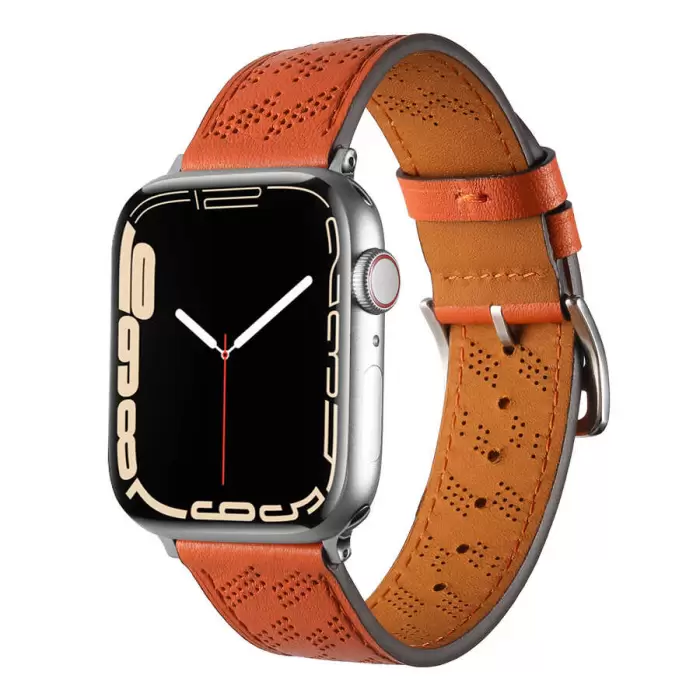 ​​​Apple Watch Ultra 49mm Metal Tokalı Hermes Deri Kordon Strap Pu Deri Akıllı Saat Kordon Kayış