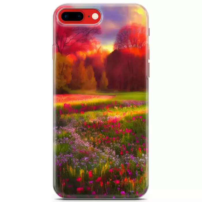 Apple iPhone 7 Plus - 8 Plus Uyumlu Kılıf Opus 15 Kır Çiçekleri Kalın Silikon Nature