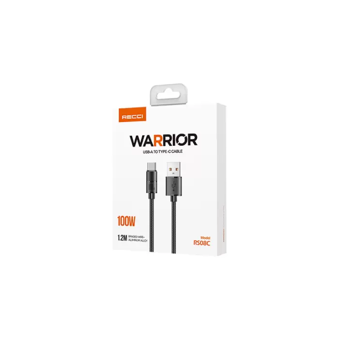 USB-A To Type-C Usb Kablo Recci RS08C Warrior Serisi 100W Hızlı Şarj Özellikli 1.2M