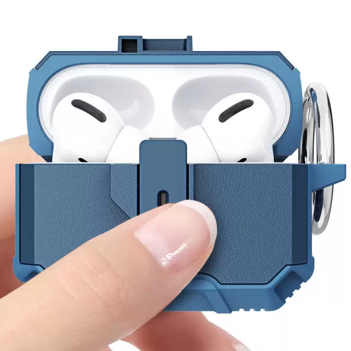 Apple Airpods Pro Açma Kapama Tuşlu Dizayn Karbon Fiber Silikon Kılıf Airbag 27