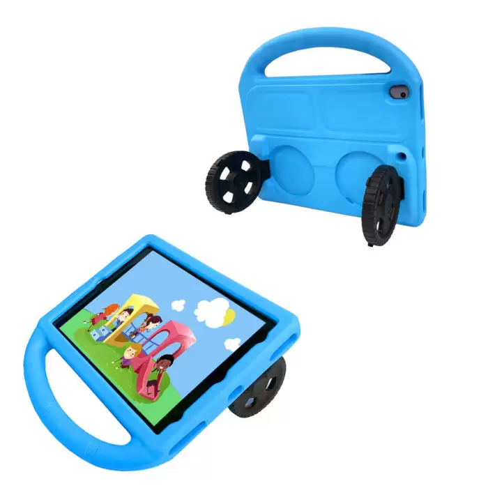 Apple iPad Pro 10.5 (7.Nesil) Lopard Wheel Car Tekerlek Standlı Tablet Eva Silikon Kılıf