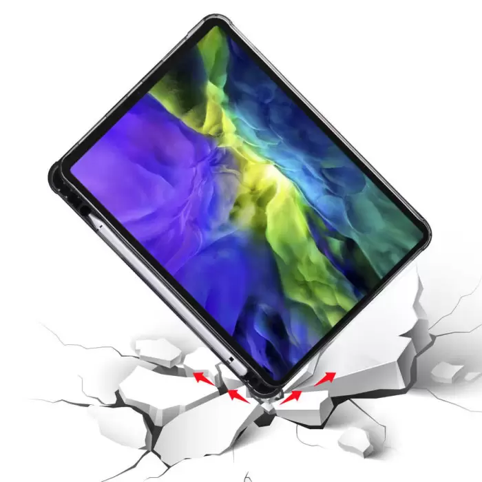 iPad Pro 12.9 2021 (5.Nesil) Kılıf  Tri Folding Kalem Bölmeli Standlı Kılıf