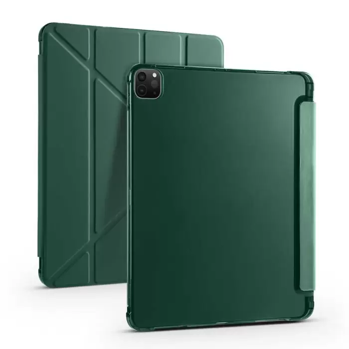 Apple iPad Pro 12.9 2021 (5.Nesil) Kılıf Lopard Tri Folding Kalem Bölmeli Standlı Kılıf