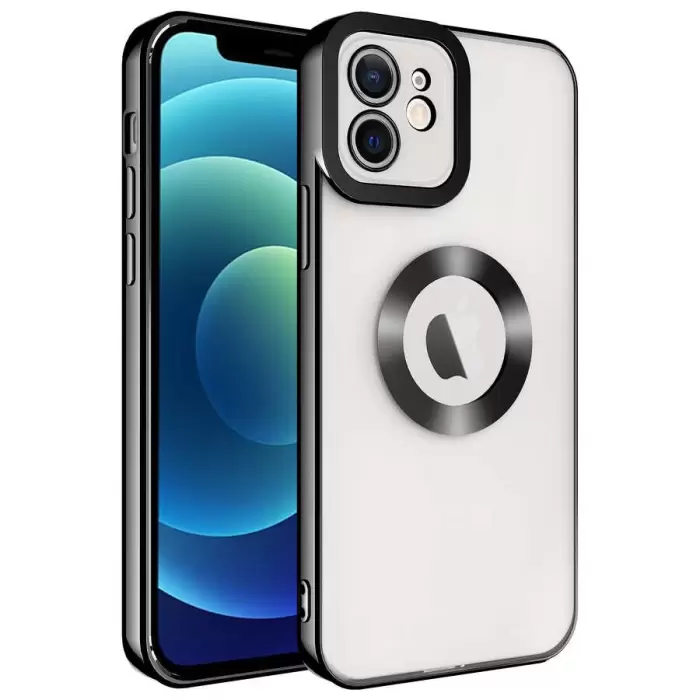 iPhone 11 Kamera Lens Korumalı Şeffaf Renkli Logo Gösteren Parlak Omega Kapak