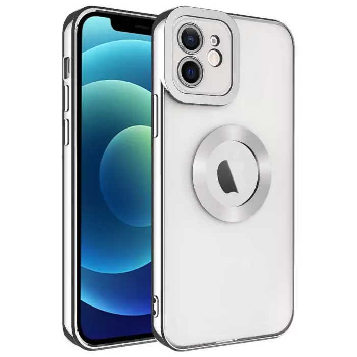 Apple iPhone 11 Kamera Lens Korumalı Şeffaf Renkli Logo Gösteren Parlak Omega Kapak