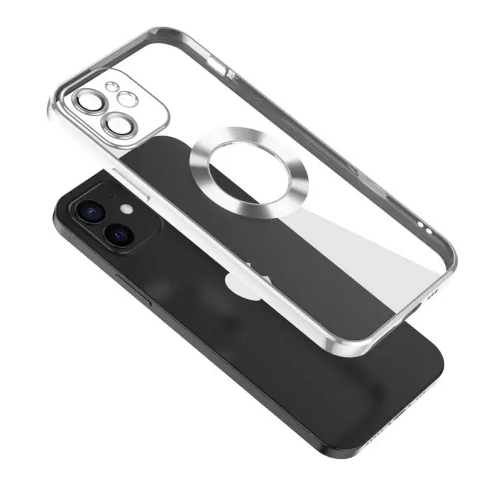 iPhone 11 Kamera Lens Korumalı Şeffaf Renkli Logo Gösteren Parlak Omega Kapak