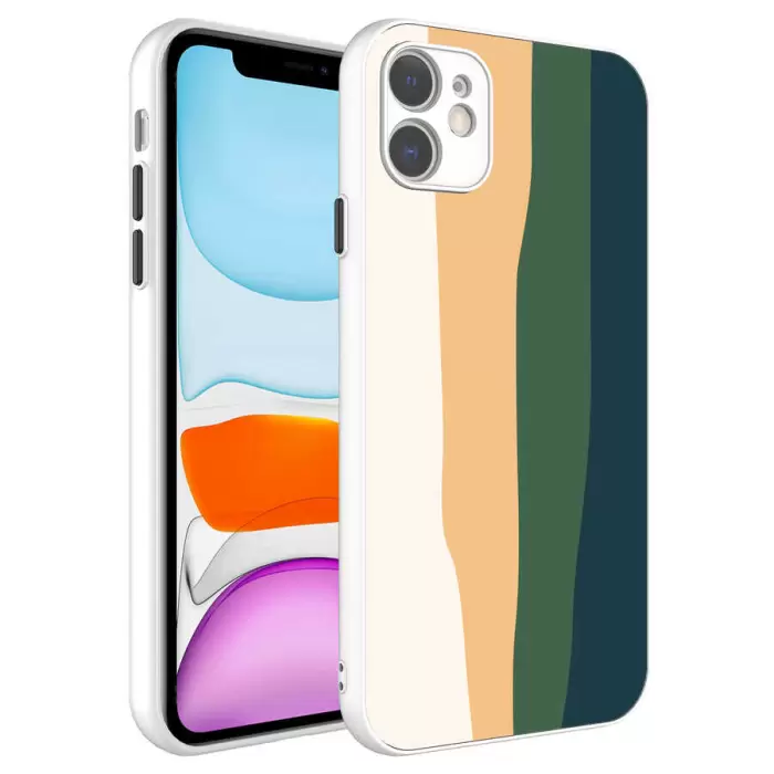 Apple iPhone 11 Kılıf Kamera Korumalı Renkli Temperli Lopard X-Cam Kapak