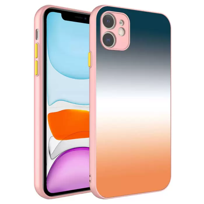 Apple iPhone 11 Kılıf Kamera Korumalı Renkli Temperli Lopard X-Cam Kapak