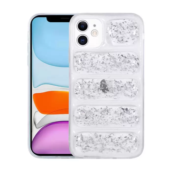 iPhone 11 Kılıf Kamera Korumalı Simli Airbagli  Dalga Kapak