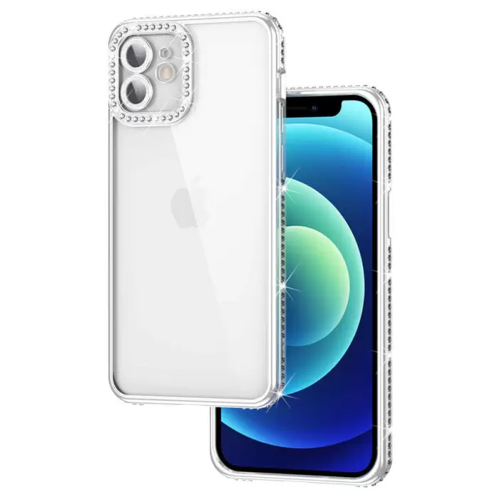 iPhone 11 Kılıf Kamera Korumalı Taşlı  Mina Kapak