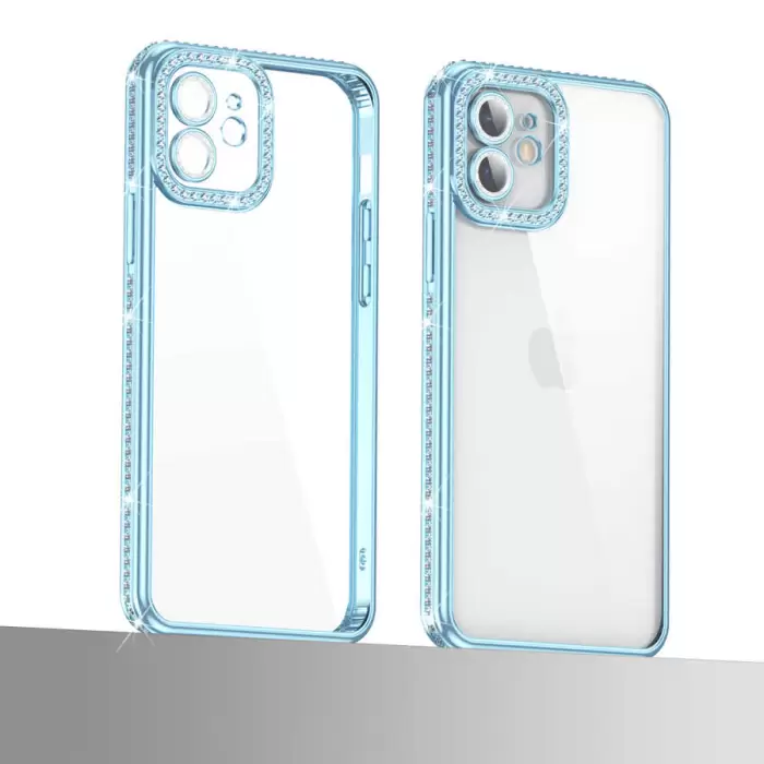 Apple iPhone 11 Kılıf Kamera Korumalı Taşlı Lopard Mina Kapak