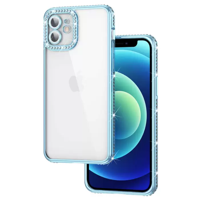 Apple iPhone 11 Kılıf Kamera Korumalı Taşlı Lopard Mina Kapak