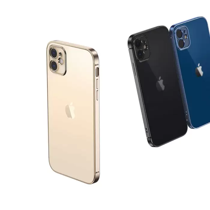 iPhone 11 Kılıf  Mat Gbox Silikon Kapak İnce Mat Arka Yüzey Elektroplatin