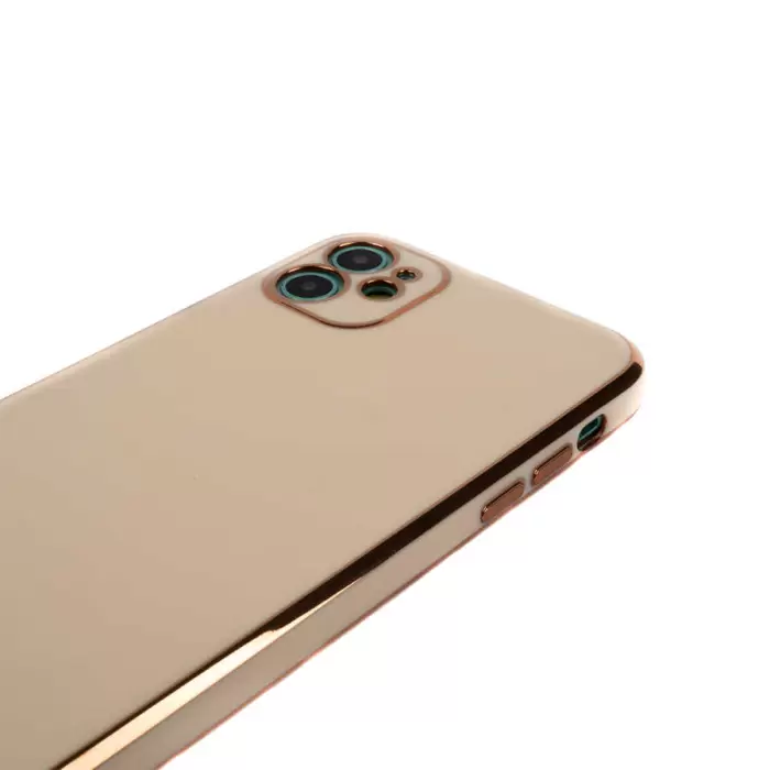 Apple iPhone 11 Kılıf Lopard Parlak Kenarlı Altın Işlemeli Kamera Korumalı Kapak Bark