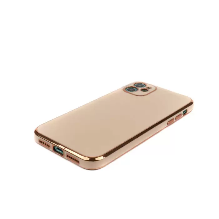 Apple iPhone 11 Kılıf Lopard Parlak Kenarlı Altın Işlemeli Kamera Korumalı Kapak Bark