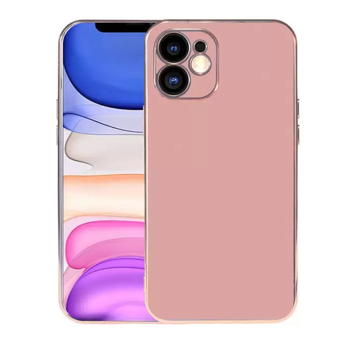 iPhone 11 Kılıf Uyumlu Kamera Korumalı Pastel Renkli Parlak Altın Işlemeli Kılıf Viyana