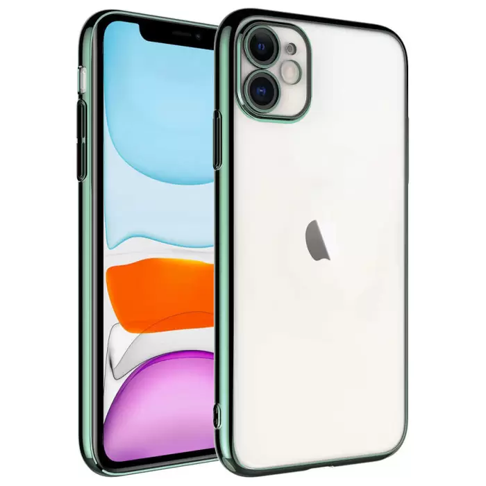 iPhone 11 Kılıf Kenarları Renkler Kamera Lens Koruma Darbe Emici Sert Kapak Riksos