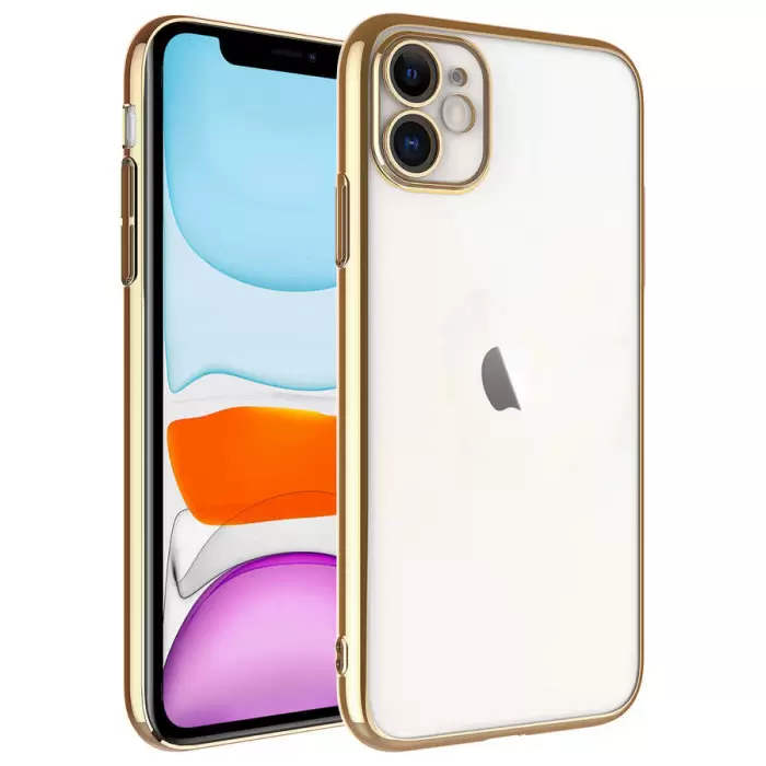 Apple iPhone 11 Kılıf Kenarları Orijinal Renkler Kamera Lens Koruma Darbe Emici Sert Kapak Riksos