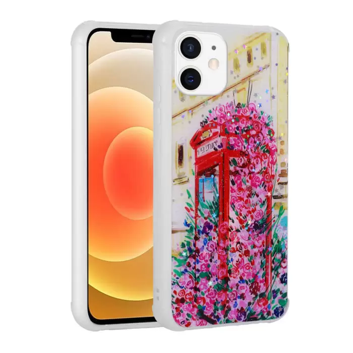 iPhone 11 Kılıf Simli Desenli Kamera Korumalı Parlak  Popy Kapak